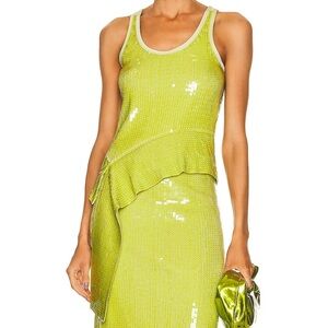 Helmut Lang Lime Green Sequin Top